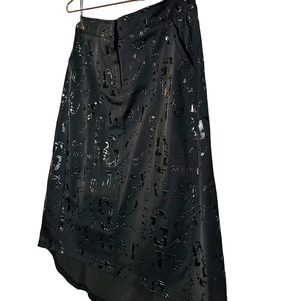 Gattinoni Jeanswear Black Denim Skirt Writing Graffiti Style Skirt Size 28